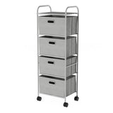 Lavish Home 12 in. W x 45 in. H 4-Drawer Rolling Metal Storage Organizer with Fabric Bins