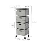 Lavish Home 12 in. W x 45 in. H 4-Drawer Rolling Metal Storage Organizer with Fabric Bins