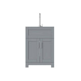 ANGELES HOME 24 in. Gray MDF Drop-in Stainless Steel Laundry Sink with Cabinet