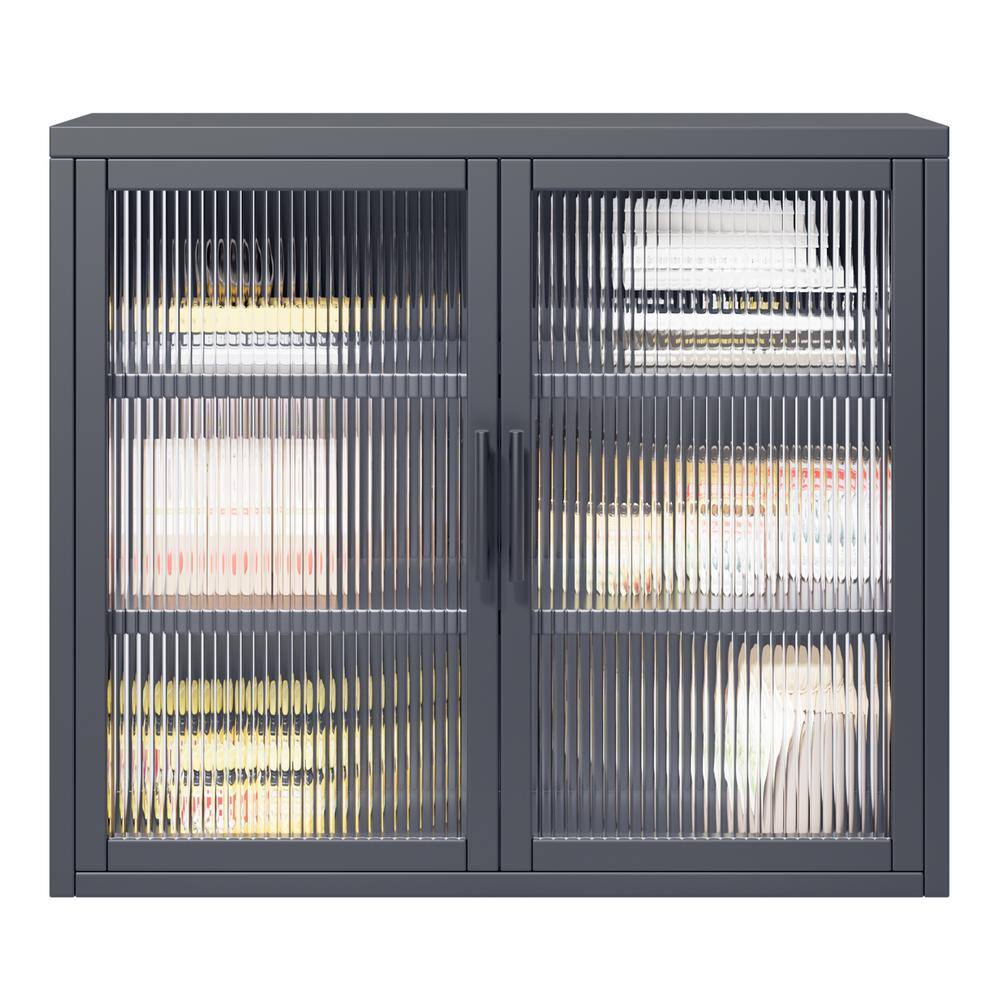 Aoibox Retro Style 9.10-in W x 27.60-in D x 23.60-in H in Gray Metal Assemble Upper Kitchen Cabinet with Detachable Shelves