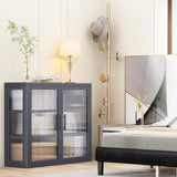 Aoibox Retro Style 9.10-in W x 27.60-in D x 23.60-in H in Gray Metal Assemble Upper Kitchen Cabinet with Detachable Shelves