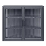 Aoibox Retro Style 9.10-in W x 27.60-in D x 23.60-in H in Gray Metal Assemble Upper Kitchen Cabinet with Detachable Shelves