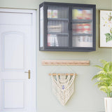 Aoibox Retro Style 9.10-in W x 27.60-in D x 23.60-in H in Gray Metal Assemble Upper Kitchen Cabinet with Detachable Shelves