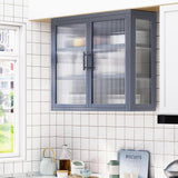 Aoibox Retro Style 9.10-in W x 27.60-in D x 23.60-in H in Gray Metal Assemble Upper Kitchen Cabinet with Detachable Shelves