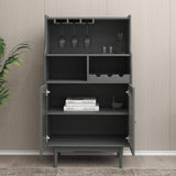 Living Room 27.56 in. W x 15.75 in. D x 50.39 in. H in Grey Assemble Upper Diagonal Kitchen Cabinet with Wine Glass Rack