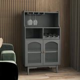 Living Room 27.56 in. W x 15.75 in. D x 50.39 in. H in Grey Assemble Upper Diagonal Kitchen Cabinet with Wine Glass Rack