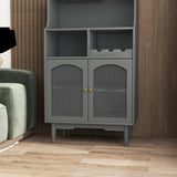 Living Room 27.56 in. W x 15.75 in. D x 50.39 in. H in Grey Assemble Upper Diagonal Kitchen Cabinet with Wine Glass Rack