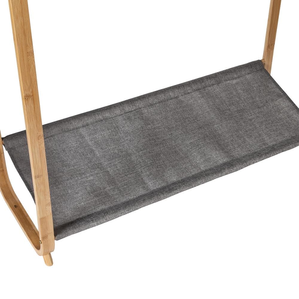 Honey-Can-Do Gray Bamboo Clothes Rack 36 in. W x 65.94 in. H