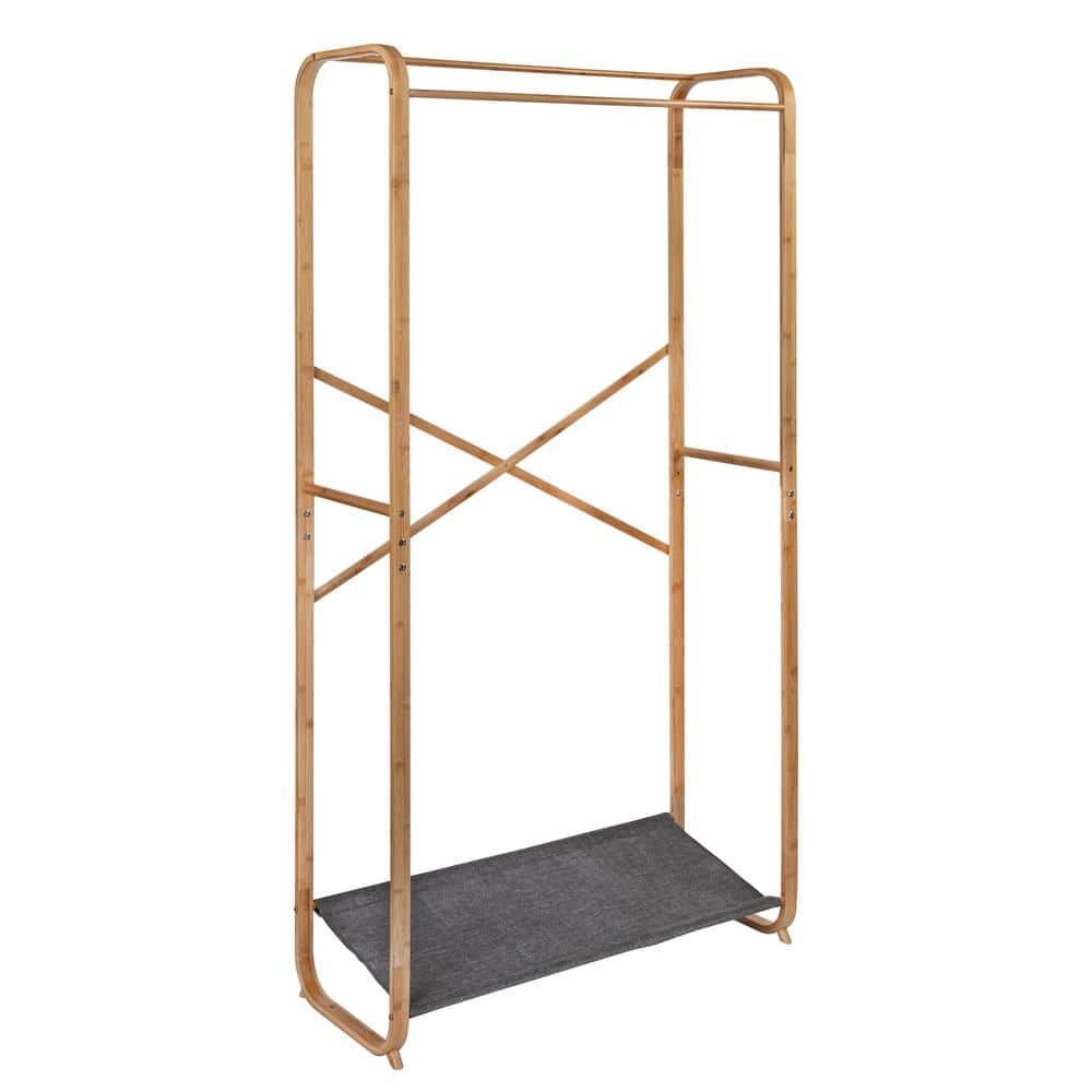 Honey-Can-Do Gray Bamboo Clothes Rack 36 in. W x 65.94 in. H
