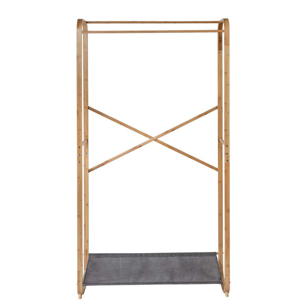 Honey-Can-Do Gray Bamboo Clothes Rack 36 in. W x 65.94 in. H