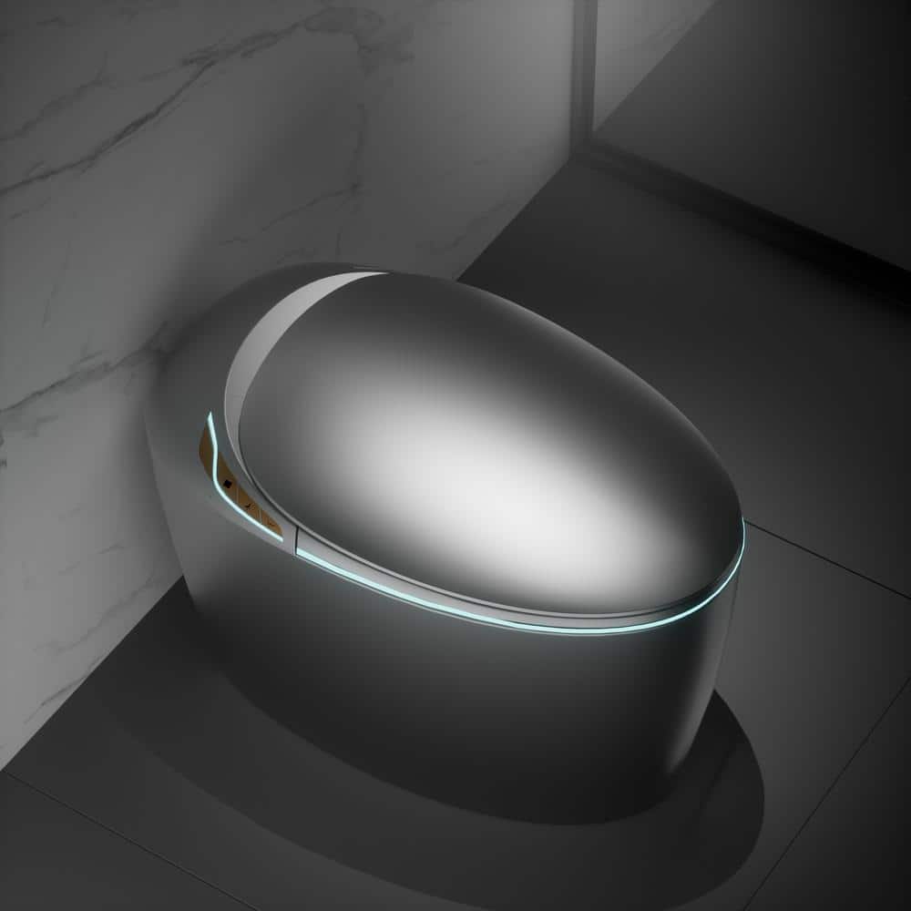 Unbranded Oblong Smart Toilet Bidet in Gray with Advanced Features