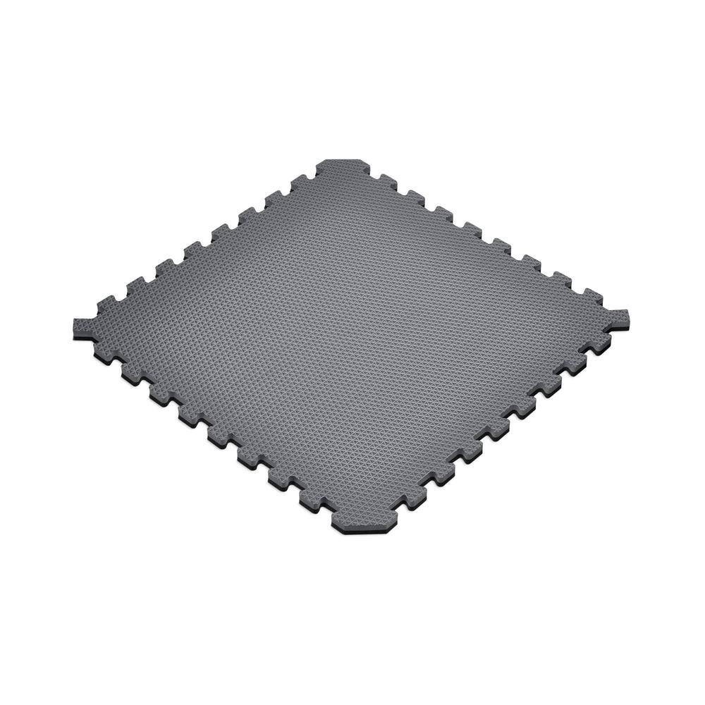 Norsk Gray/Black 24 in. x 24 in. EVA Foam Truly Reversible Interlocking Tile (48-Tile)