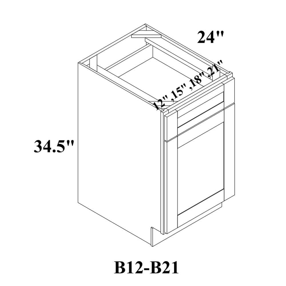 Bremen Cabinetry Bremen 15 in. W x 24 in. D x 34.5 in. H Gray Plywood Assembled Base Kitchen Cabinet with Soft Close