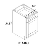 Bremen Cabinetry Bremen 15 in. W x 24 in. D x 34.5 in. H Gray Plywood Assembled Base Kitchen Cabinet with Soft Close