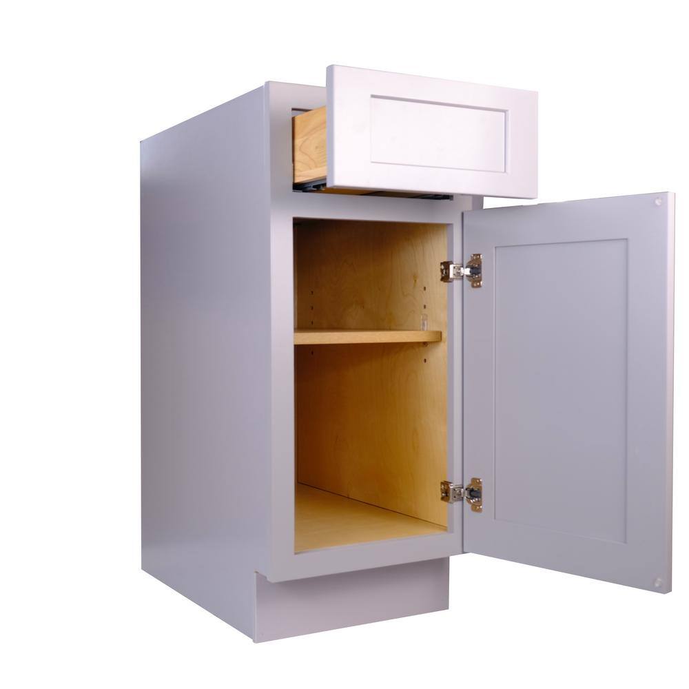 Bremen Cabinetry Bremen 15 in. W x 24 in. D x 34.5 in. H Gray Plywood Assembled Base Kitchen Cabinet with Soft Close