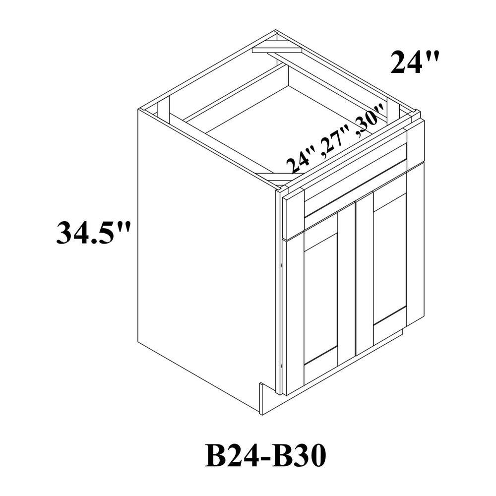 Bremen Cabinetry Bremen 24 in. W x 24 in. D x 34.5 in. H Gray Plywood Assembled Base Kitchen Cabinet with Soft Close