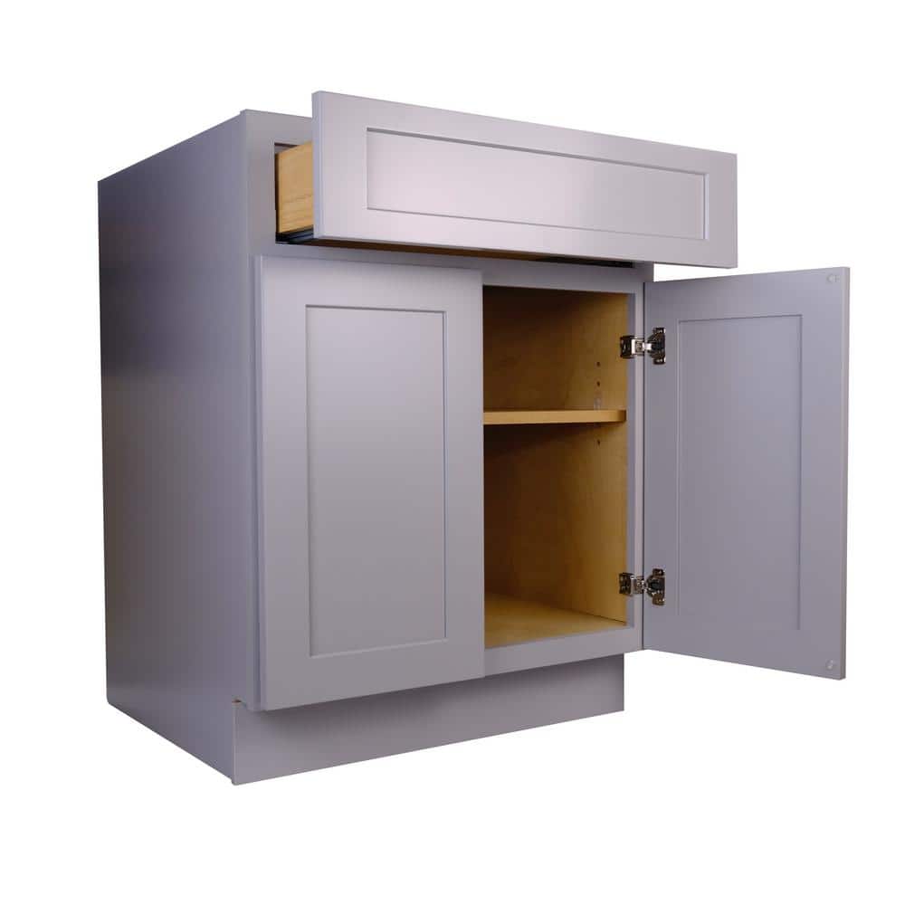 Bremen Cabinetry Bremen 30 in. W x 24 in. D x 34.5 in. H Gray Plywood Assembled Base Kitchen Cabinet with Soft Close
