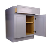 Bremen Cabinetry Bremen 30 in. W x 24 in. D x 34.5 in. H Gray Plywood Assembled Base Kitchen Cabinet with Soft Close