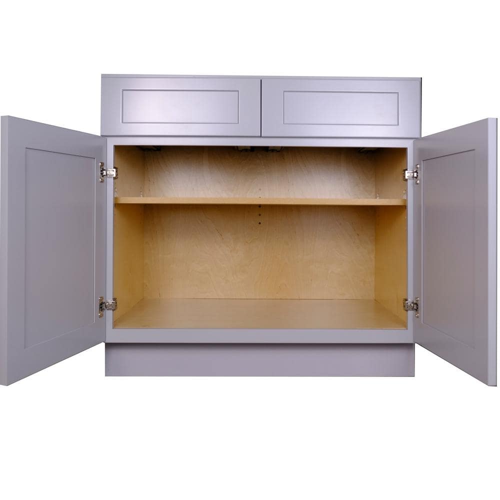 Bremen Cabinetry Bremen 36 in. W x 24 in. D x 34.5 in. H Gray Plywood Assembled Base Kitchen Cabinet with Soft Close