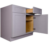 Bremen Cabinetry Bremen 36 in. W x 24 in. D x 34.5 in. H Gray Plywood Assembled Base Kitchen Cabinet with Soft Close
