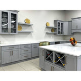 Bremen Cabinetry Bremen 42 in. W x 24 in. D x 34.5 in. H Gray Plywood Assembled Blind Corner Base Kitchen Cabinet with Soft Close