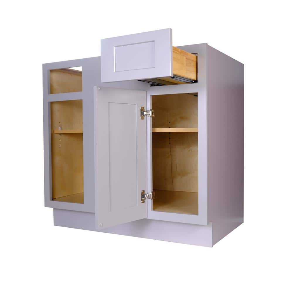 Bremen Cabinetry Bremen 42 in. W x 24 in. D x 34.5 in. H Gray Plywood Assembled Blind Corner Base Kitchen Cabinet with Soft Close