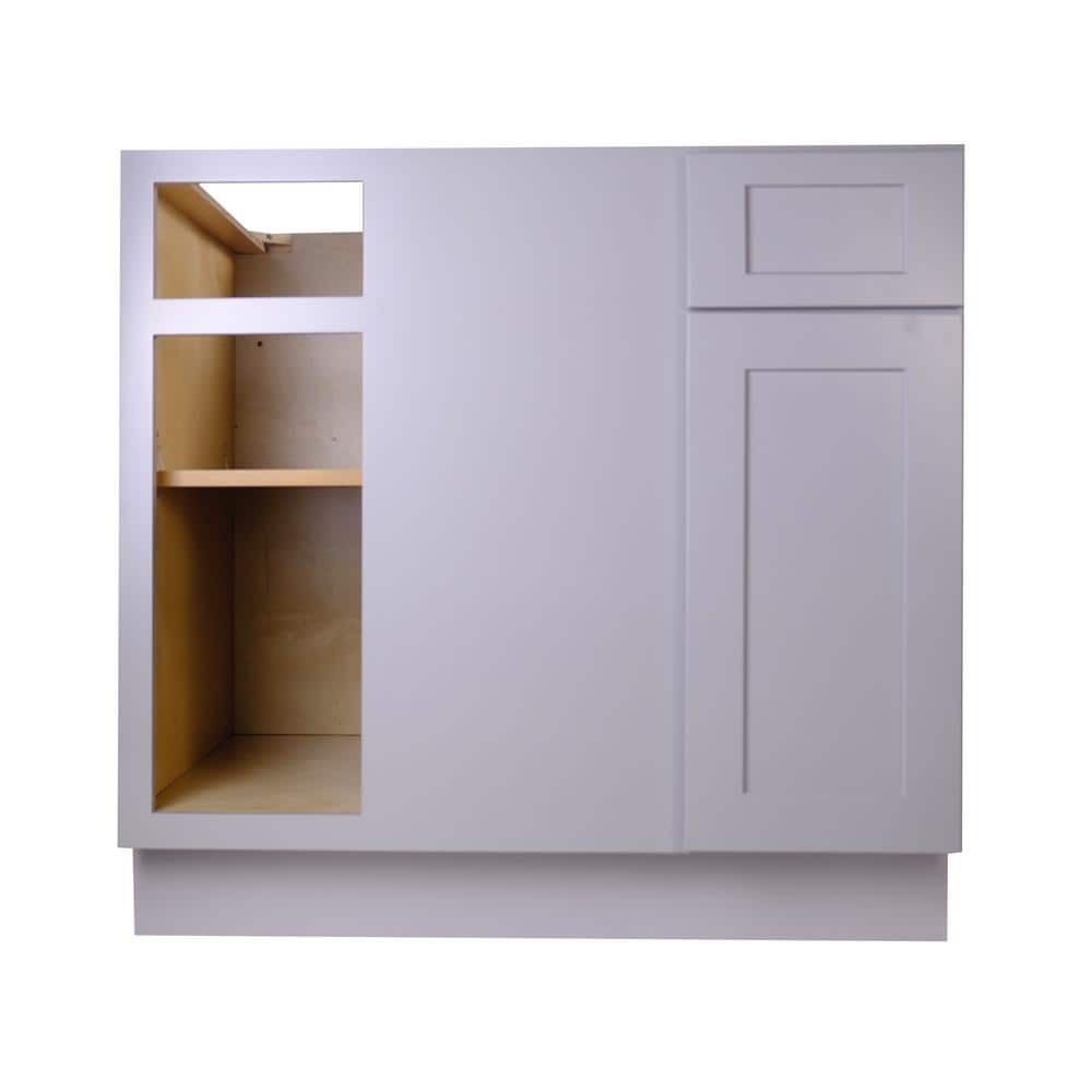 Bremen Cabinetry Bremen 42 in. W x 24 in. D x 34.5 in. H Gray Plywood Assembled Blind Corner Base Kitchen Cabinet with Soft Close