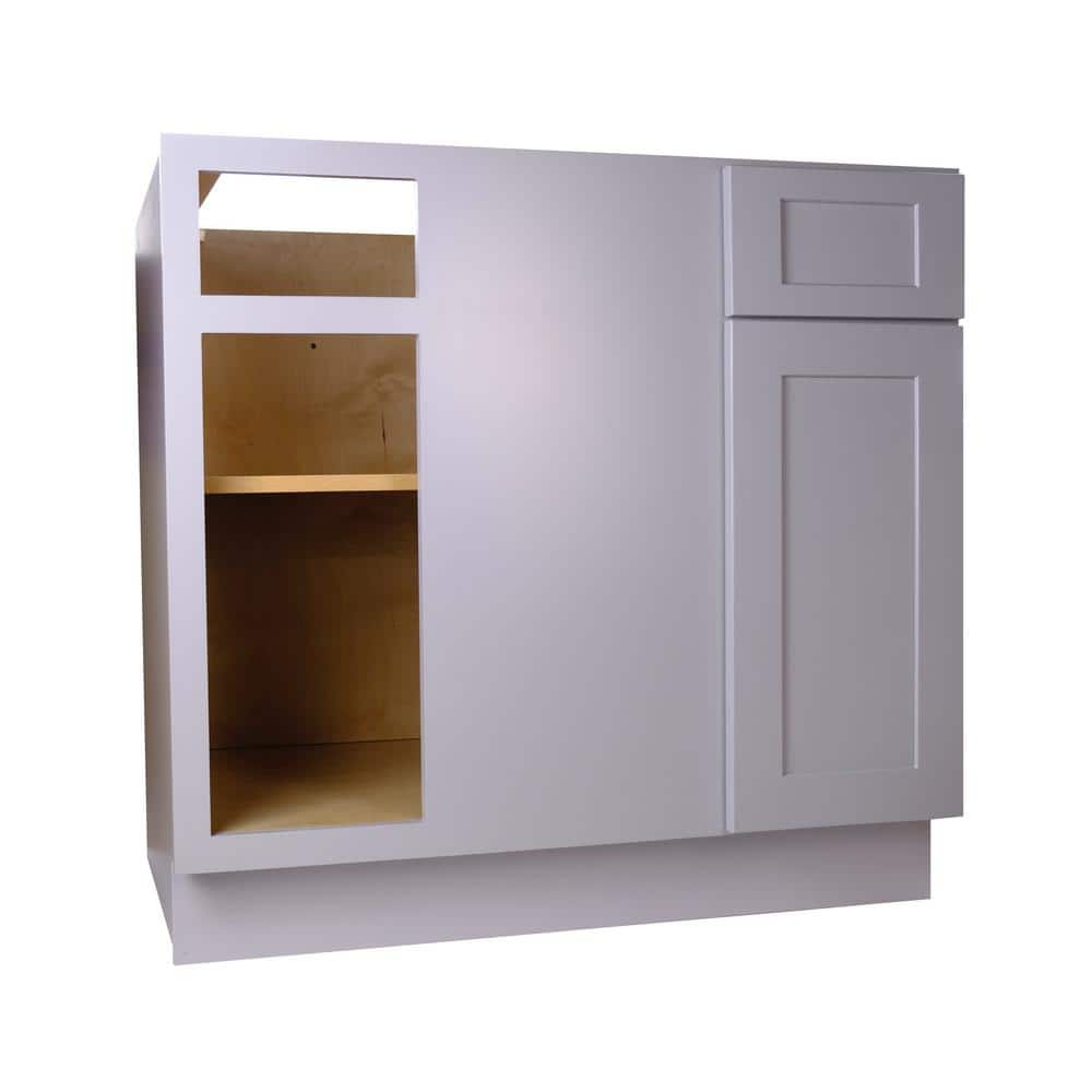 Bremen Cabinetry Bremen 42 in. W x 24 in. D x 34.5 in. H Gray Plywood Assembled Blind Corner Base Kitchen Cabinet with Soft Close