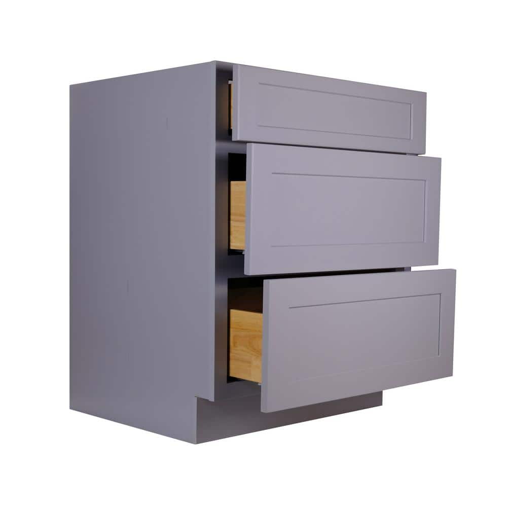 Bremen Cabinetry Bremen 12 in. W x 24 in. D x 34.5 in. H Gray Plywood Assembled Drawer Base Kitchen Cabinet with Soft Close
