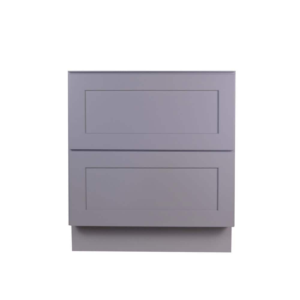 Bremen Cabinetry Bremen 30 in. W x 24 in. D x 34.5 in. H Gray Plywood Assembled 2-Drawer Base Kitchen Cabinet with Soft Close