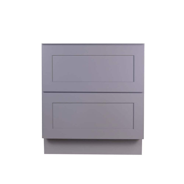 Bremen Cabinetry Bremen 30 in. W x 24 in. D x 34.5 in. H Gray Plywood Assembled 2-Drawer Base Kitchen Cabinet with Soft Close