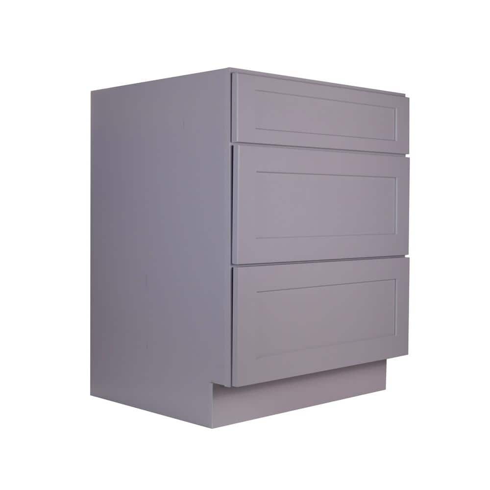 Bremen Cabinetry Bremen 30 in. W x 24 in. D x 34.5 in. H Gray Plywood Assembled Drawer Base Kitchen Cabinet with Soft Close