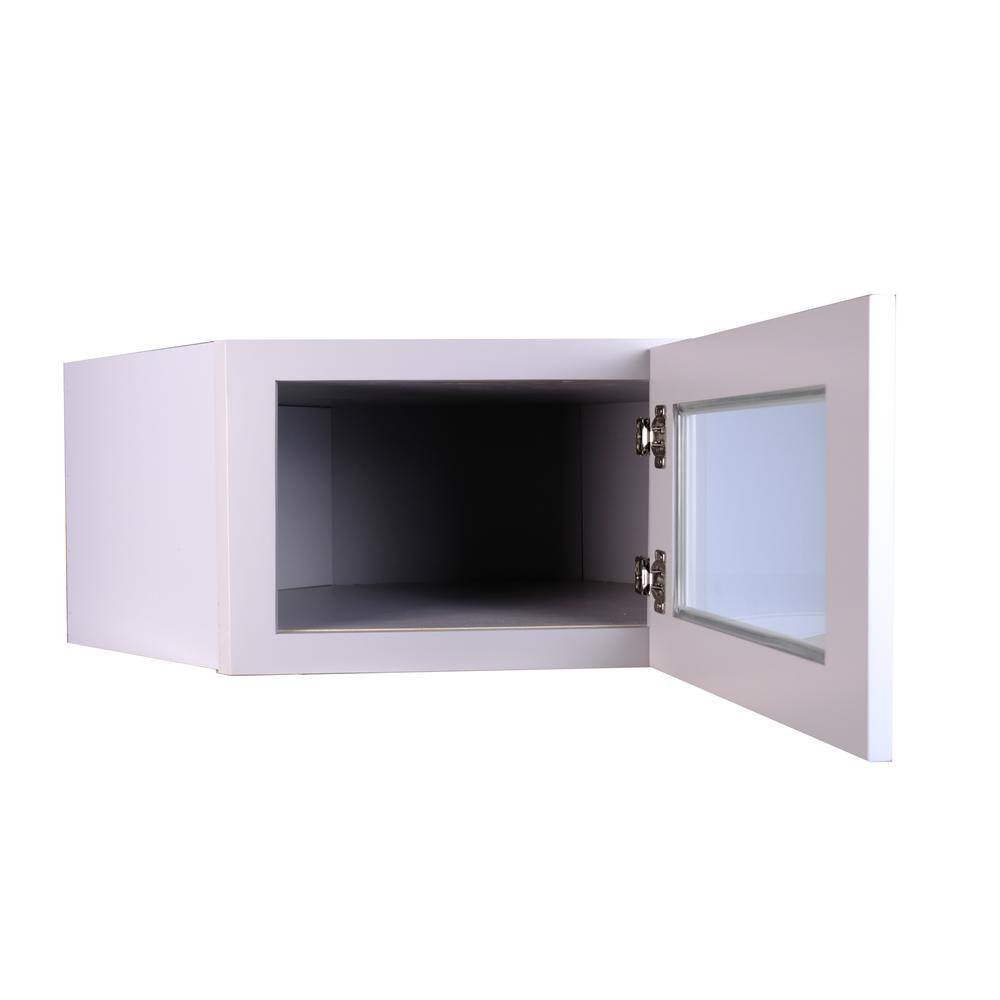 Bremen Cabinetry Bremen 24 in. W x 12 in. D x 12 in. H Gray Plywood Assembled Wall Diagonal Corner Glass-Door Kitchen Cabinet