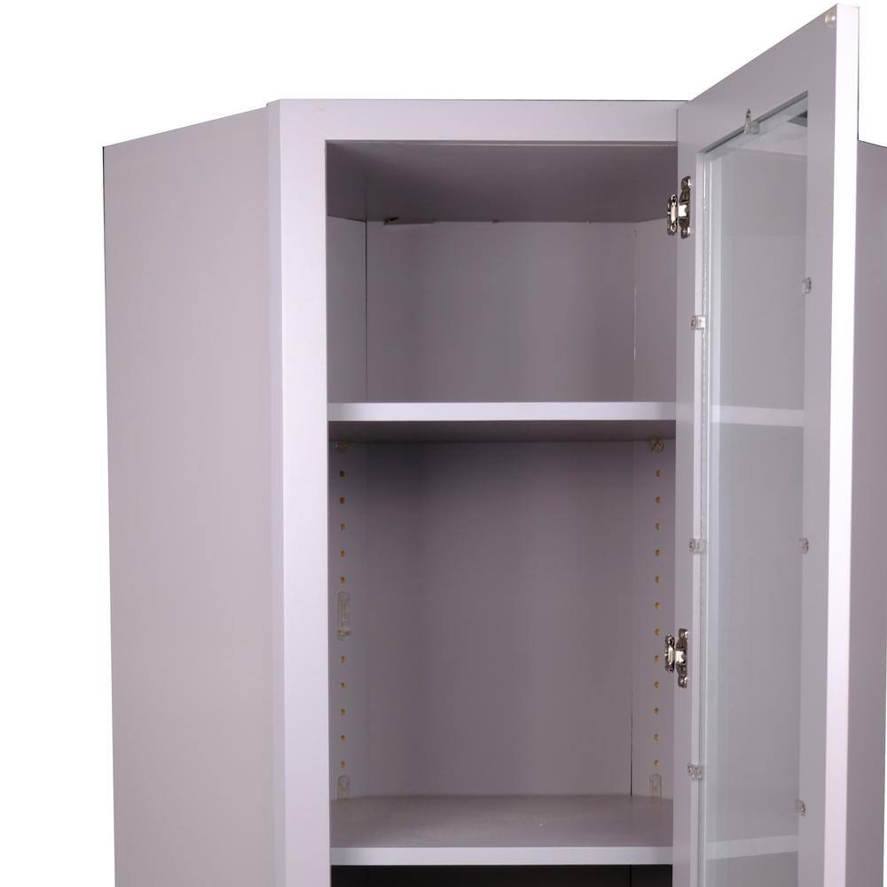 Bremen Cabinetry Bremen 24 in. W x 12 in. D x 36 in. H Gray Plywood Assembled Wall Diagonal Corner Glass-Door Kitchen Cabinet