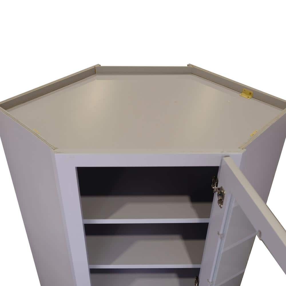 Bremen Cabinetry Bremen 24 in. W x 12 in. D x 42 in. H Gray Plywood Assembled Wall Diagonal Corner Glass-Door Kitchen Cabinet