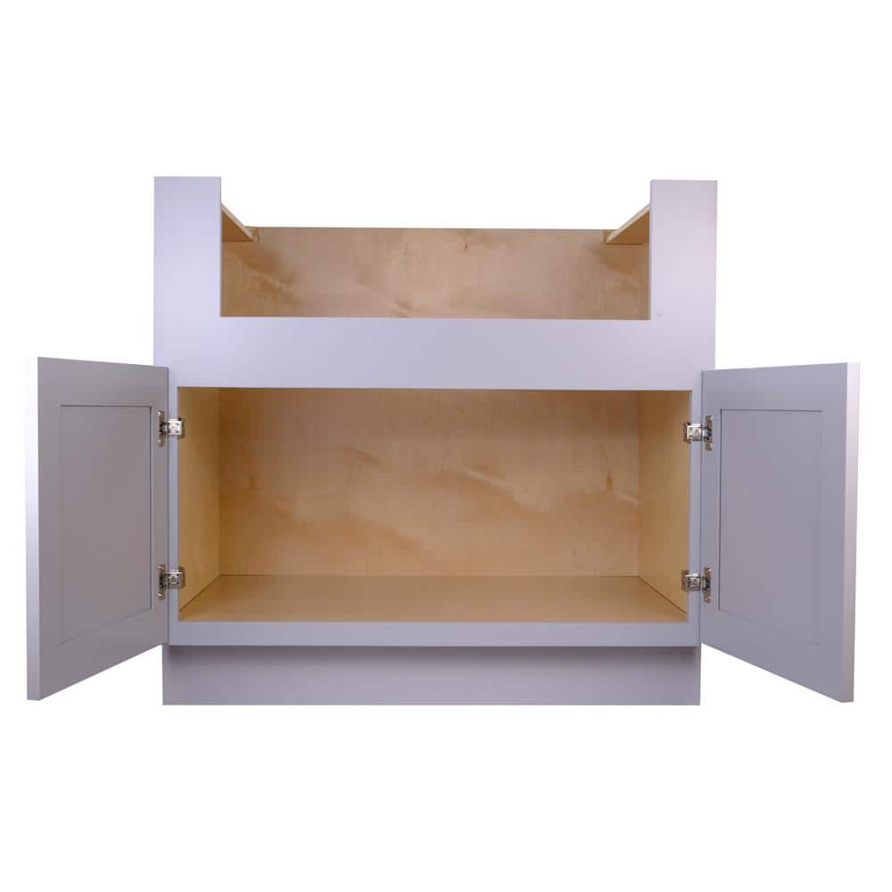 Bremen Cabinetry Bremen 36 in. W x 24 in. D x 34.5 in. H Gray Plywood Assembled Farm Sink Base Kitchen Cabinet with Soft Close