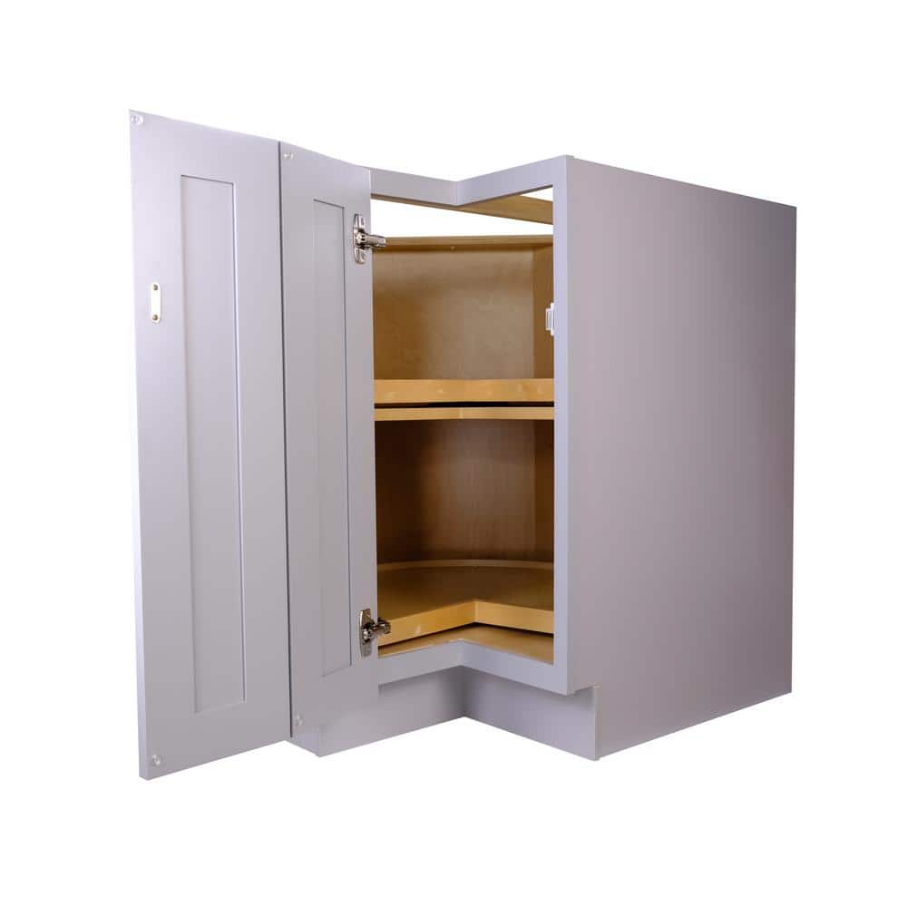 Bremen Cabinetry Bremen 33 in. W x 24 in. D x 34.5 in. H Gray Plywood Assembled Lazy Susan Base Kitchen Cabinet with Soft Close