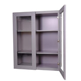 Bremen Cabinetry Bremen 30 in. W x 12 in. D x 30 in. H Gray Plywood Assembled Wall Glass-Door Kitchen Cabinet with Soft-Close
