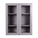 Bremen Cabinetry Bremen 36 in. W x 12 in. D x 36 in. H Gray Plywood Assembled Wall Glass-Door Kitchen Cabinet with Soft-Close