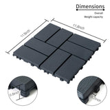 cadeninc 12 in. x 12 in. Gray Square Waterproof Plastic Interlocking Deck Tiles (Set of 44 Tiles)