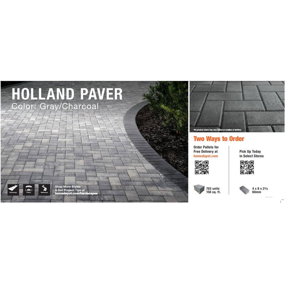 Oldcastle Paper Sample Only: 8 in. x 4 in. x 2.25 in. Gray Charcoal Concrete Paver Sample Board (1-Piece)