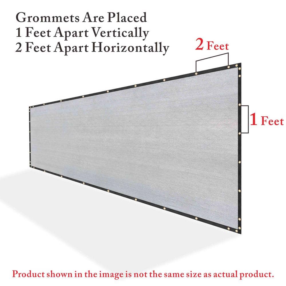 COLOURTREE 5 ft. x 104 ft. Grey Privacy Fence Screen HDPE Mesh Windscreen with Reinforced Grommets for Garden Fence (Custom Size)