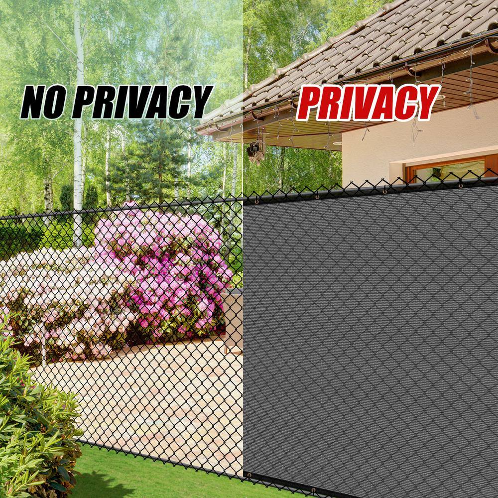 COLOURTREE 5 ft. x 104 ft. Grey Privacy Fence Screen HDPE Mesh Windscreen with Reinforced Grommets for Garden Fence (Custom Size)