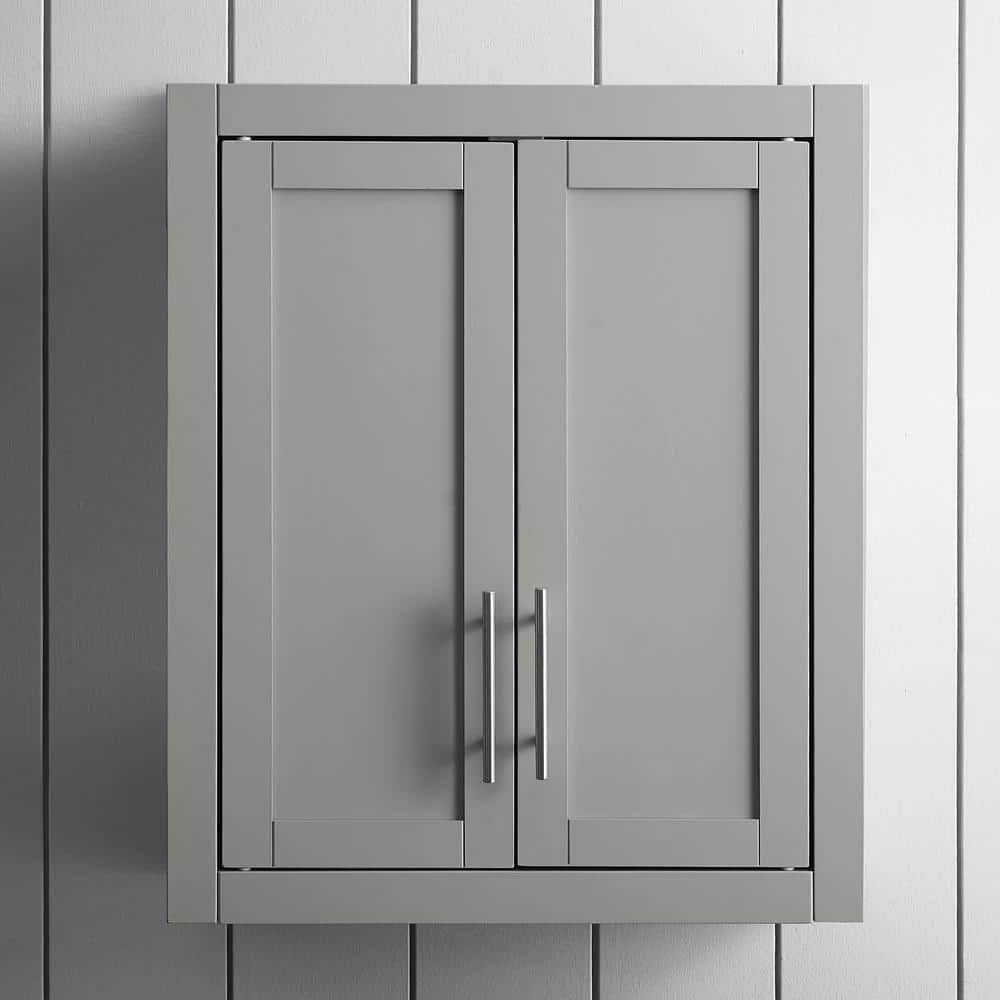 CROSLEY FURNITURE Savannah 22 in. x 26 in. x 8 in. Surface-Mount Medicine Cabinet in Gray