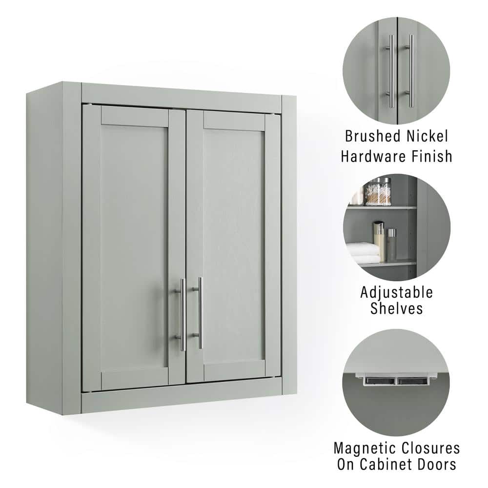 CROSLEY FURNITURE Savannah 22 in. x 26 in. x 8 in. Surface-Mount Medicine Cabinet in Gray