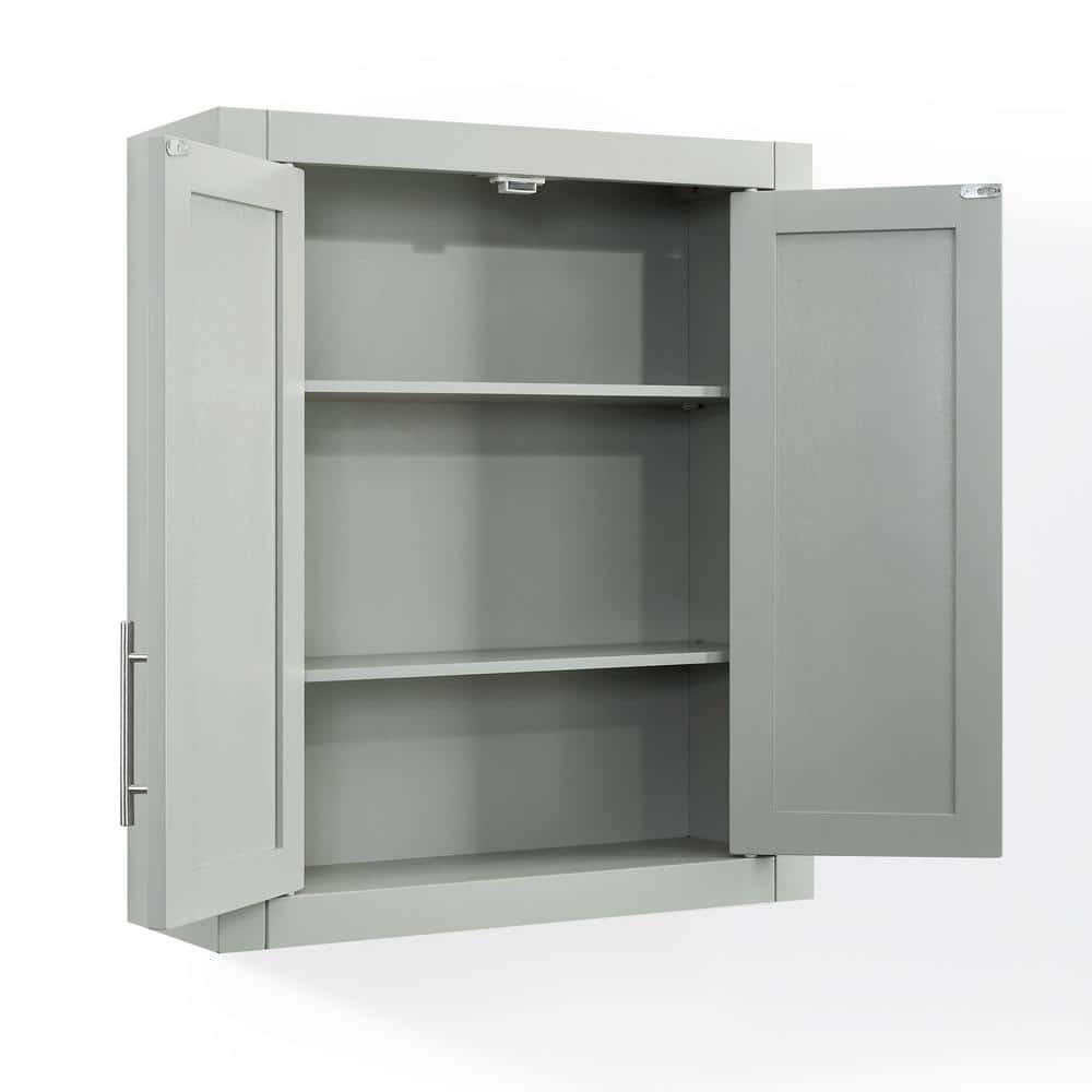 CROSLEY FURNITURE Savannah 22 in. x 26 in. x 8 in. Surface-Mount Medicine Cabinet in Gray