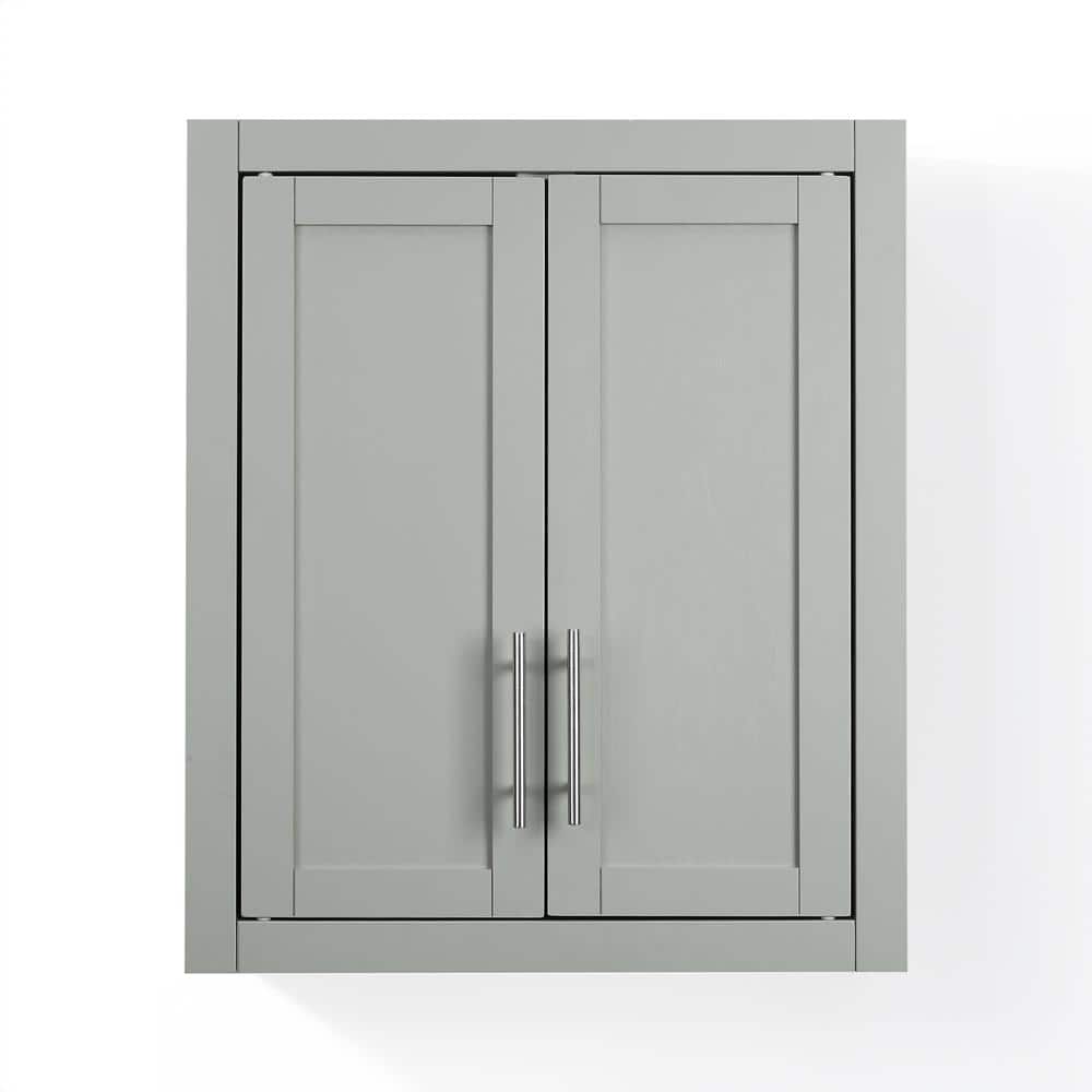 CROSLEY FURNITURE Savannah 22 in. x 26 in. x 8 in. Surface-Mount Medicine Cabinet in Gray