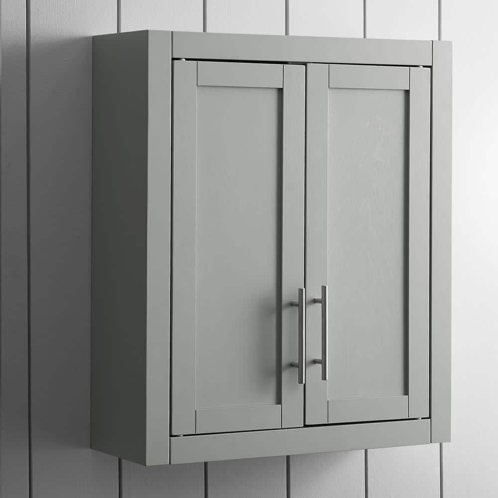 CROSLEY FURNITURE Savannah 22 in. x 26 in. x 8 in. Surface-Mount Medicine Cabinet in Gray