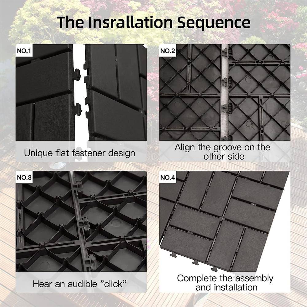 1 ft. W x 1 ft. L Square Plastic Patio Interlocking Deck Tile in Gray Flooring Tile All Weather for Balcony (Pack of 27)