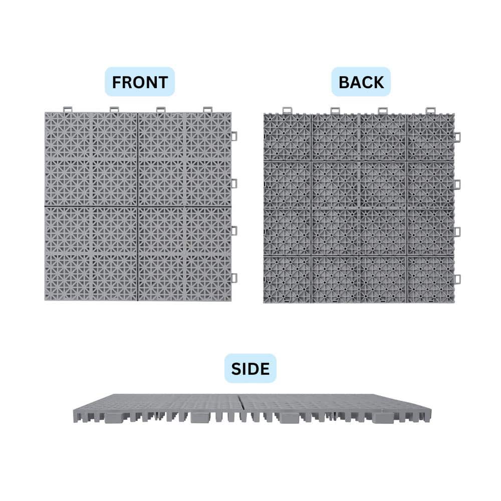 1 ft. x 1 ft. Waterproof Interlocking Deck Tiles All Weather Anti-Slip in Gray (12-Pieces)